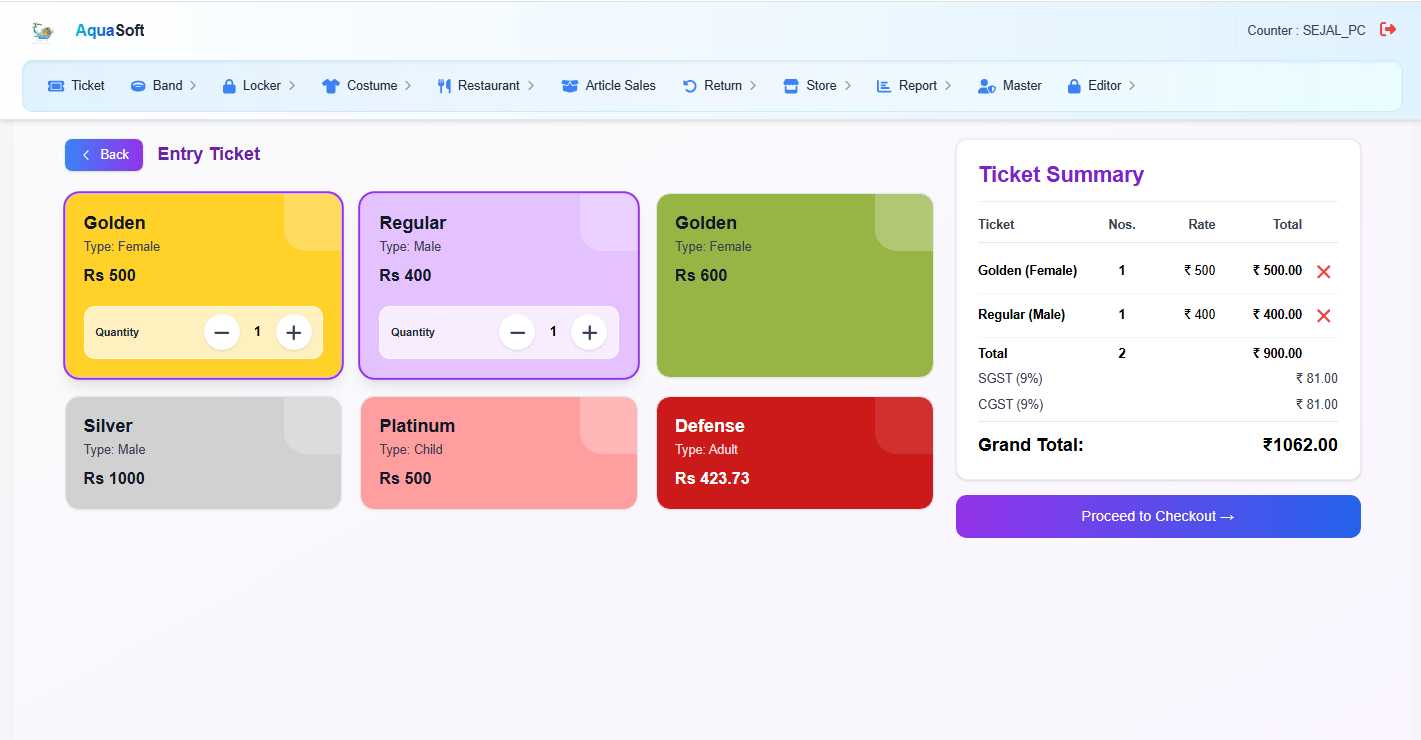 AquaSoft online entry ticket and gate management