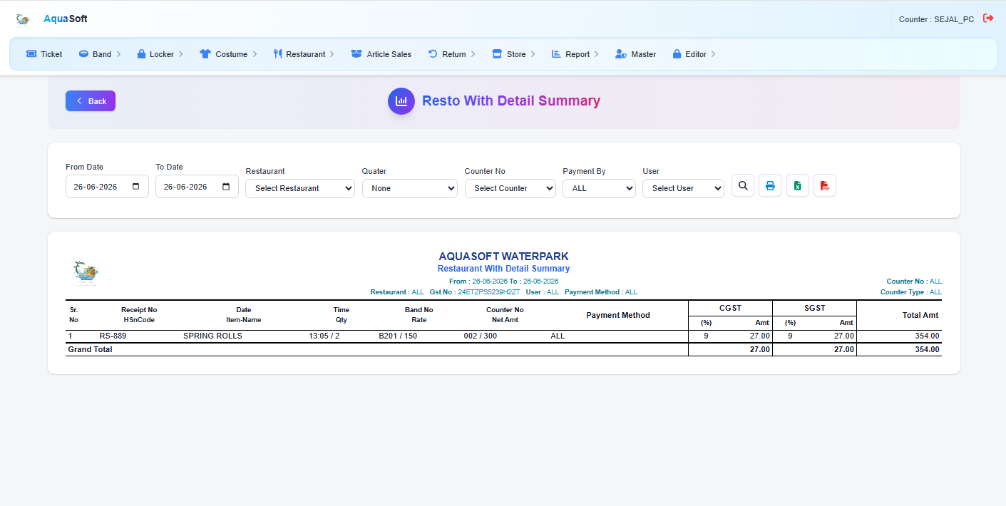 AquaSoft reports and analytics dashboard