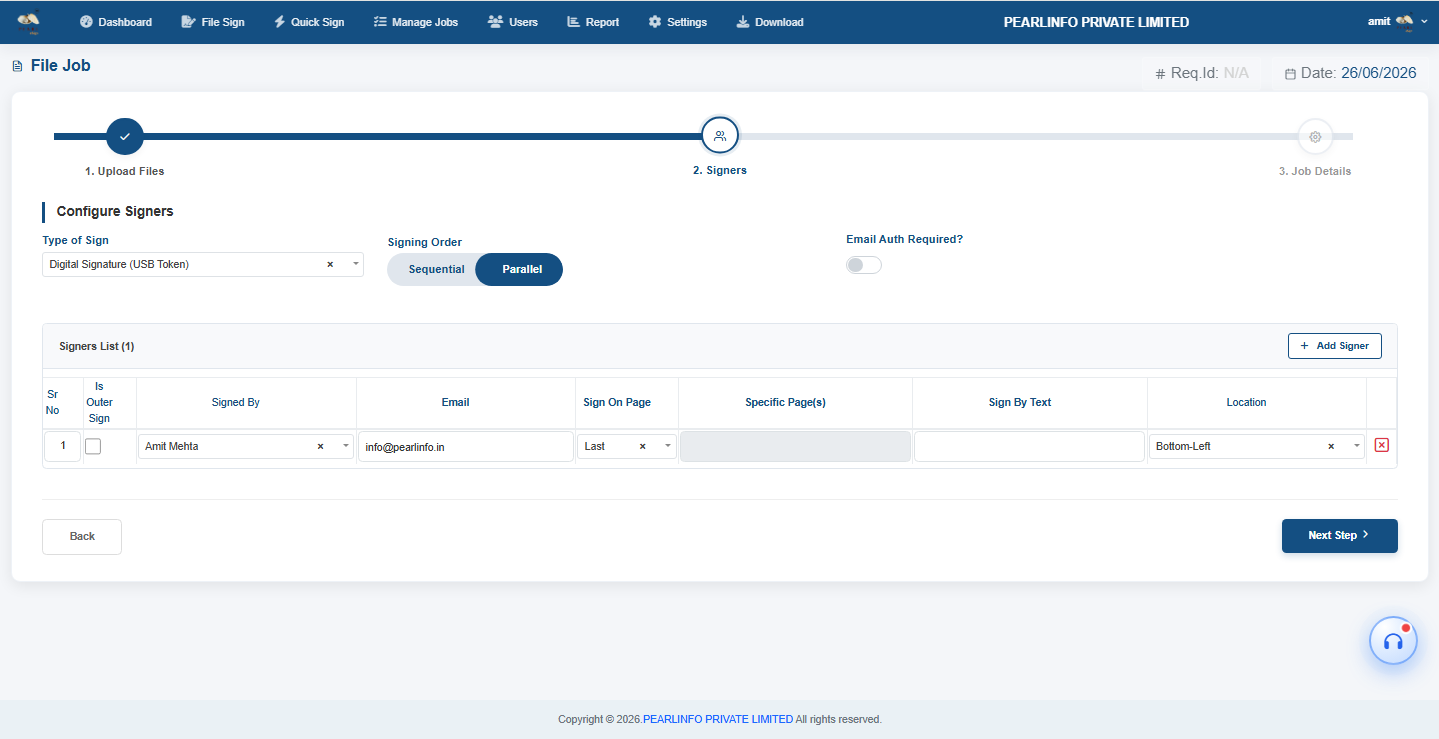 Pearl eSign file signing workflow process